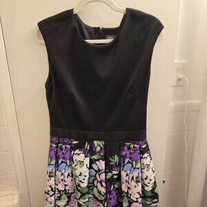 Black floral fit and flare Vince Camuto dress sz 10 worn once